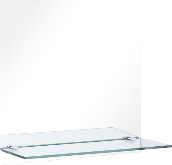vidaXL - Wandspiegel - met - schap - 40x40 - cm - gehard - glas