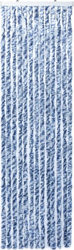 vidaXL-Vliegengordijn-56x200-cm-chenille-blauw-en-wit