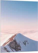 Vlag - Bergen - Sneeuw - Wolken - Bergtop - 70x105 cm Foto op Polyester Vlag