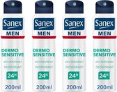 Sanex Deo Spray XL - Homme Dermo Sensible - 4 x 200 ml