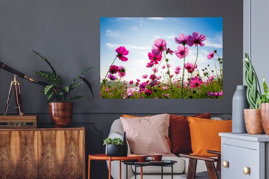 Muurstickers - Sticker Folie - Bloemen - Roze - Cosmea - 120x80 cm - Plakfolie - Muurstickers Kinderkamer - Zelfklevend Behang - Zelfklevend behangpapier - Stickerfolie
