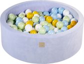 Ballenbak VELVET Baby Blauw - 90x30 incl. 200 bollen - Lichtgroen, babyblauw, wit, geel