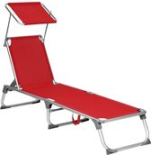 Transat deluxe - Bain de soleil - Avec auvent - Chaise longue de jardin - Canapé lounge - 193x55x48cm