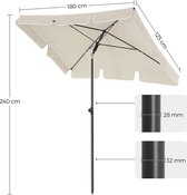 Luxe parasol - Langwerpig - Kantelbaar - Staand - Beige - Terras of tuin - 180x125cm
