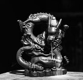 Feng Shui Draak Backflow wierook brander / houder waterval keramiek.15x14x7cm