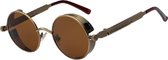 KIMU zonnebril steampunk bruin vintage - rond brons montuur - sixties
