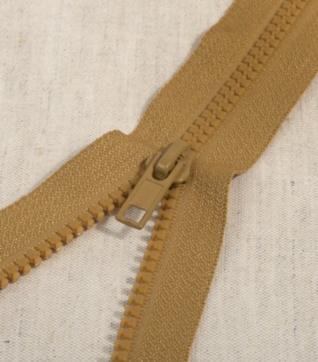 Deelbare rits 35cm roest bruin - polyester stevige rits met bloktandjes