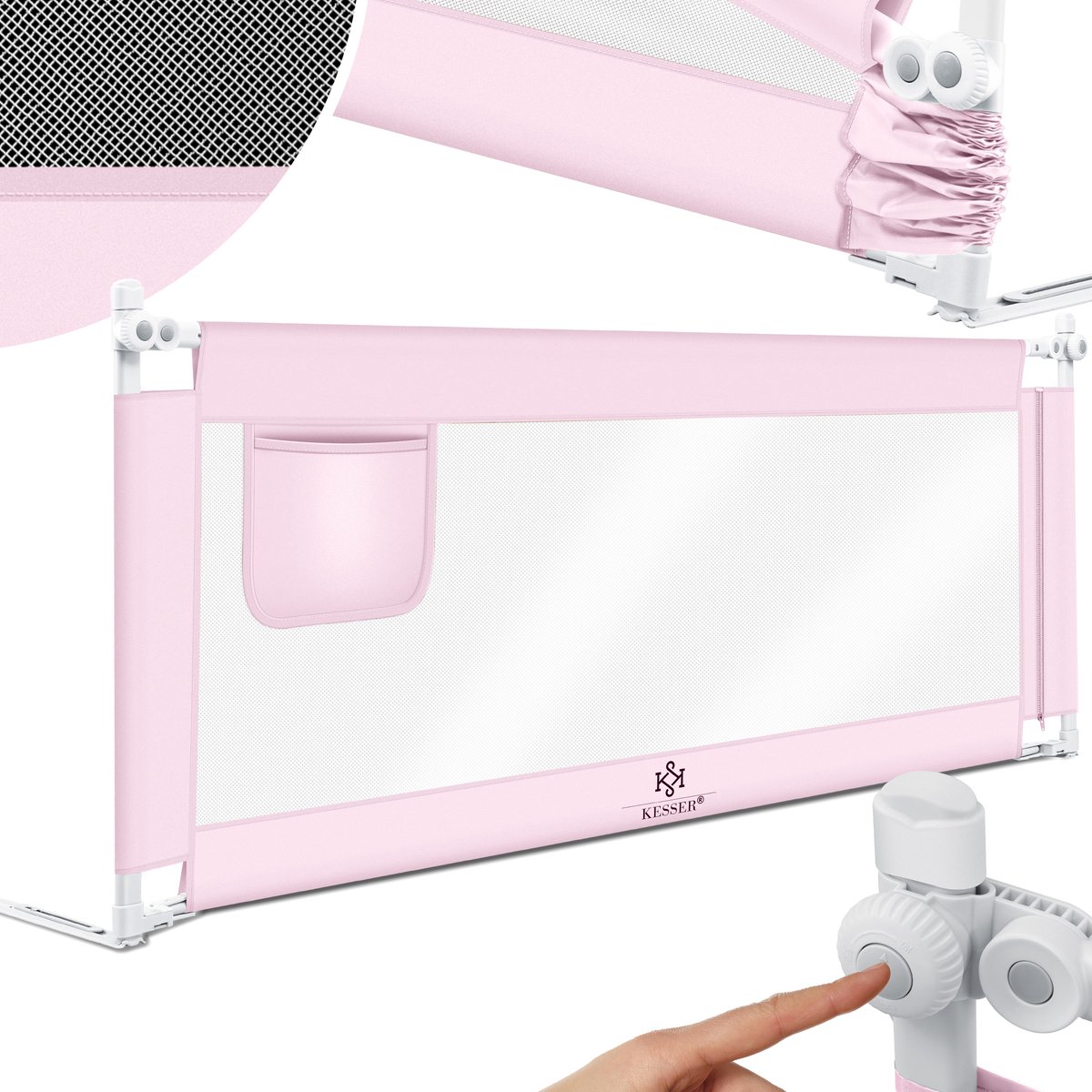 KESSER® bedhekje - Bedhek Kinderbedhek voor kinderen Baby bedhek Valbeveiligingsbed voor Bed & boxspring - 200cm, Roze
