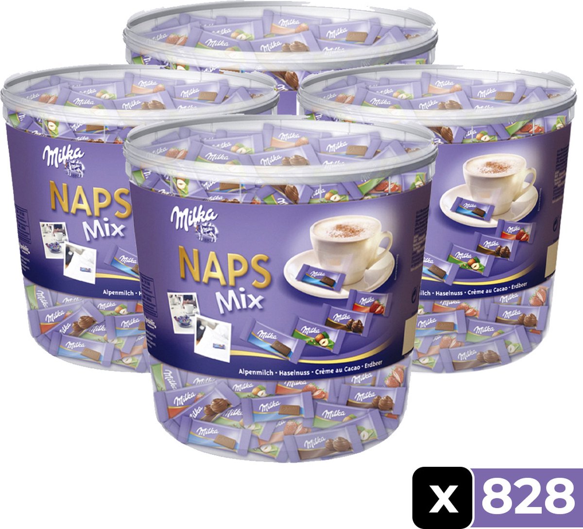 Milka Naps Mix - 207 mini's - 1000 Gram - 4 Stuks - Chocolade - Reep - Snack - Mixverpakking
