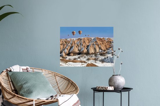 Sticker Muursticker Cappadoce - Montagnes enneigées de Cappadoce en Turquie - 40x30 cm - film adhésif autocollant - sticker mural repositionnable