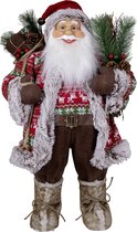 Kerstman decoratie pop Jan - H80 cm - rood - staand - kerst beeld - kerst figuur