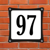 Namengigant Huisnummerbord Emaille-Look - Nummer 97 - Standaard - 10 x 10 cm | incl. schroeven