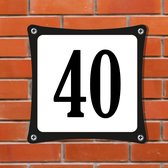 Namengigant Huisnummerbord Emaille-Look - Nummer 40 - Standaard - 10 x 10 cm | incl. schroeven