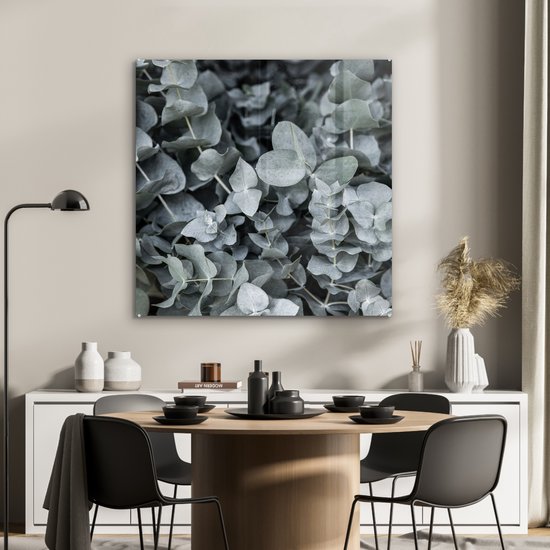 MuchoWow® Glasschilderij 90x90 cm - Schilderij acrylglas - Natuur - Planten - Eucalyptus - Bladeren - Foto op glas - Schilderijen