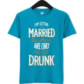 Am Getting Married | Vrijgezellenfeest Cadeau Man - Groom To Be Bachelor Party - Grappig Bruiloft En Bruidegom Bier Shirt - T-Shirt - Unisex - Aqua - Maat M