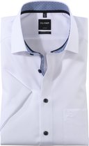OLYMP Luxor modern fit overhemd - korte mouw - wit (blauw contrast) - Strijkvrij - Boordmaat: 44