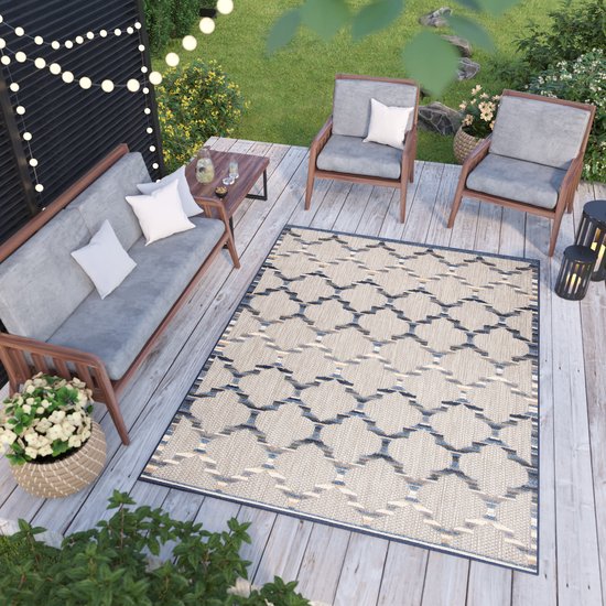 Tapiso Capri Tuintapijt Binnen Vloerkleed Modern Indoor Outdoor Maat- 80x150