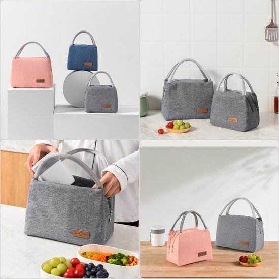 Rainbecom - Sacs isothermes - Sac à lunch - 19x27x16 cm - 7 litres - Grijs - Isolation - Polyester cationique 300D - Riem de poignée - Sac isotherme - Sac à lunch - Sac isotherme - Sac de pique-nique