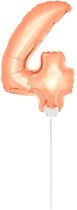 Folat - Folieballon cijfer mini Rose Gold number 4