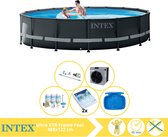 Intex Ultra XTR Frame Zwembad - Opzetzwembad - 488x122 cm - Inclusief Onderhoudspakket, Glasparels, Stofzuiger, Voetenbad en Warmtepomp CP
