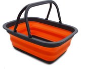 9,2 l (2.37 gallon) container met handvat – versleepbare picknickmand voor buiten – optionele boodschappentas – ruimtebespare opbergdoos (grijs/oranje)