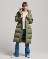Veste Femme Superdry Longline Hooded Puffer Coat - Kaki Sauvage - Taille M