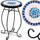 KESSER® Mozaïek Tafel Bistrotafels Bloemkruk Rond 60 x 34 cm Metalen Mozaïek Bijzettafel Balkontafels Patiotafel Balkon Stenen Mozaïek Tuintafel Binnen Buiten - Peripou