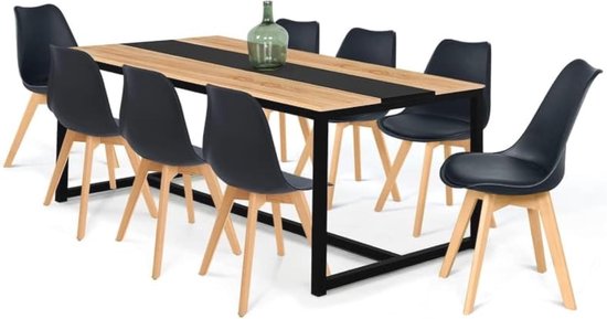 CALICOSY Eettafel met rechthoekig blad en 2 poten L180 cm LOFT