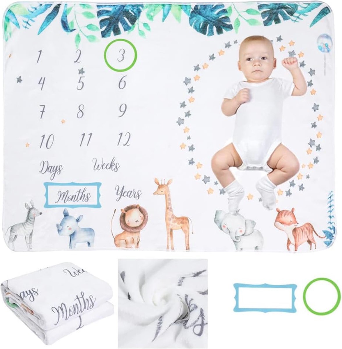 Goedkoopste Mijlpaaldeken voor Baby's - Unisex Foto Achtergrond Deken voor Eerste Maanden