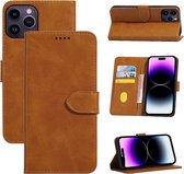 Étui adapté pour iPhone 16 Pro Max - Bookcase - Porte-cartes - Portefeuille - Simili cuir - Marron clair