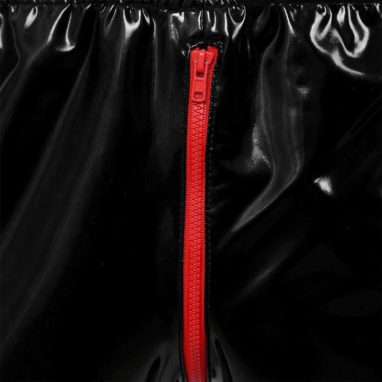 Boxer brillant cuir artificiel - Cuir - Fermeture éclair entrejambe ouverte - Look latex - Vêtements porno BDSM - Erotiek - Shorts - Shorts