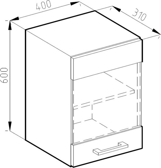Vicco Armoire suspendue universelle R- Line, Grijs/ Wit, 40 cm avec porte vitrée