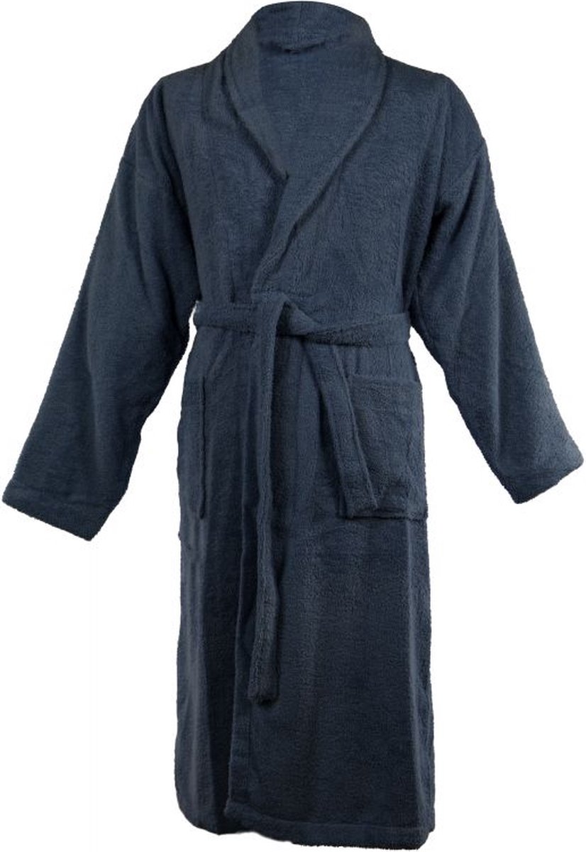 Tiseco Badjas LINDU - katoen - badstof, met zakken - XXL, donkerblauw