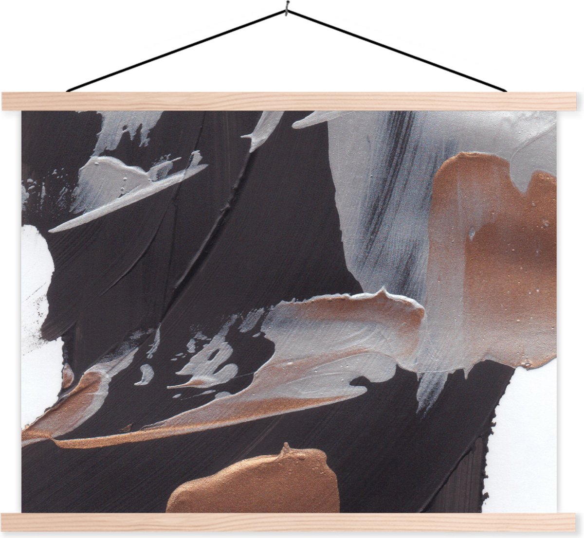 Posterhanger incl. Poster 150x113 cm - Schoolplaat - Abstract - Verf - Goud - Textielposte