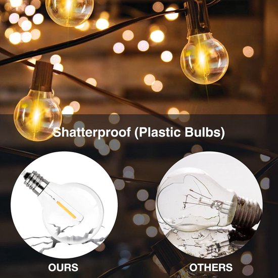 Solar-String-Lichter für den Außenbereich 18FT30FT/50FT G40 Glühbirne Outdoor-LE