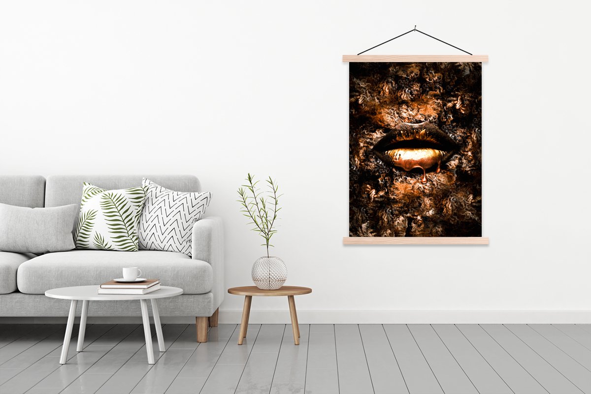 Posterhanger incl. Poster 87x120 cm - Schoolplaat - Verf - Vrouw - Luxe - Textielposter - 