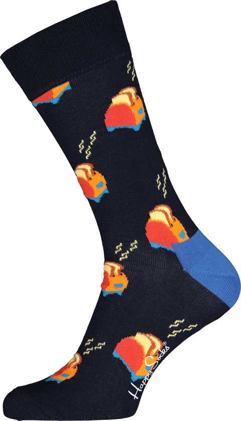 Happy Socks Have A Toast Sock - blauw met toast - Unisex - Maat: 36 - 40