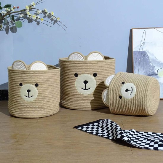Buxibo - Panier à Linge/Panier de Rangement Ours Multifonctionnel - Panier à Linge Ménager - Boîte à Linge - Organisateur de Jouets pour Enfants - Marron