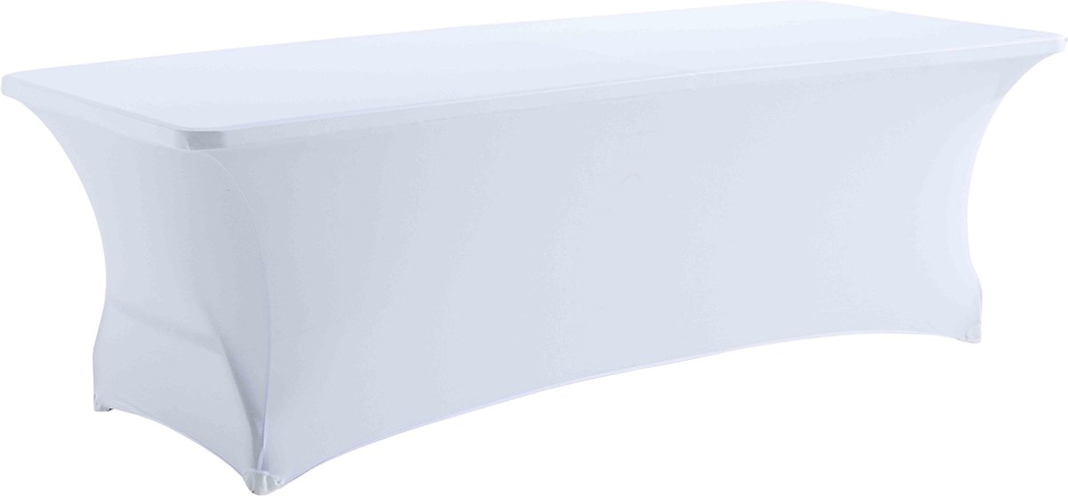 Oviala - Witte elastische tafelkleed voor inklapbare tafel van 244 cm - STRETCH