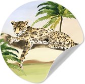 WallCircle - Stickers muraux - Cercle de papier peint - Léopard - Jungle - Arbre - 50x50 cm - Cercle mural - Autocollant - Autocollant papier peint rond