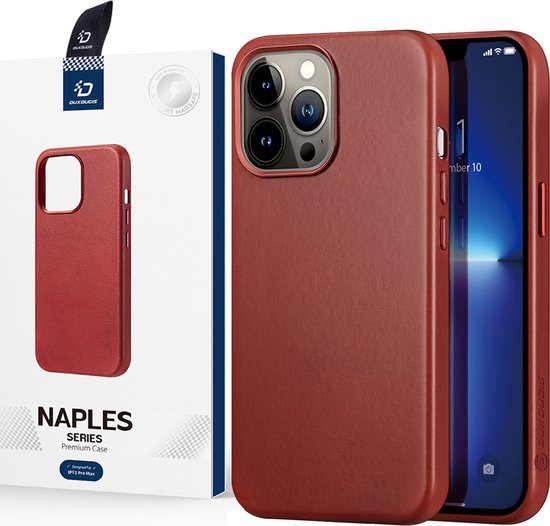 Foto: Dux ducis naples series hoesje geschikt voor apple iphone 13 pro max backcover met magneet ring rood