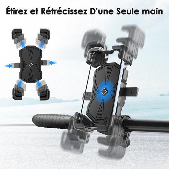 Motorfietstelefoonhouder, fietstelefoonhouder, 360° rotatie fietstelefoonhouder, elektrische scooter, scooter, mountainbike telefoonhouder Compatibel met telefoons van 5'' tot 7,2'' van LIVANON — afbeelding 3