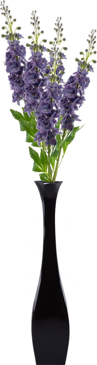 Bellatio Design Kunstbloemen bouquet Ridderspoor/delphinium - 8x - 87 cm - paars - kunst zijdebloemen