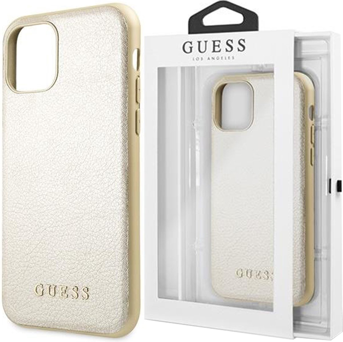 iPhone 11 Pro Backcase hoesje - Guess - Effen Goud - Kunstleer