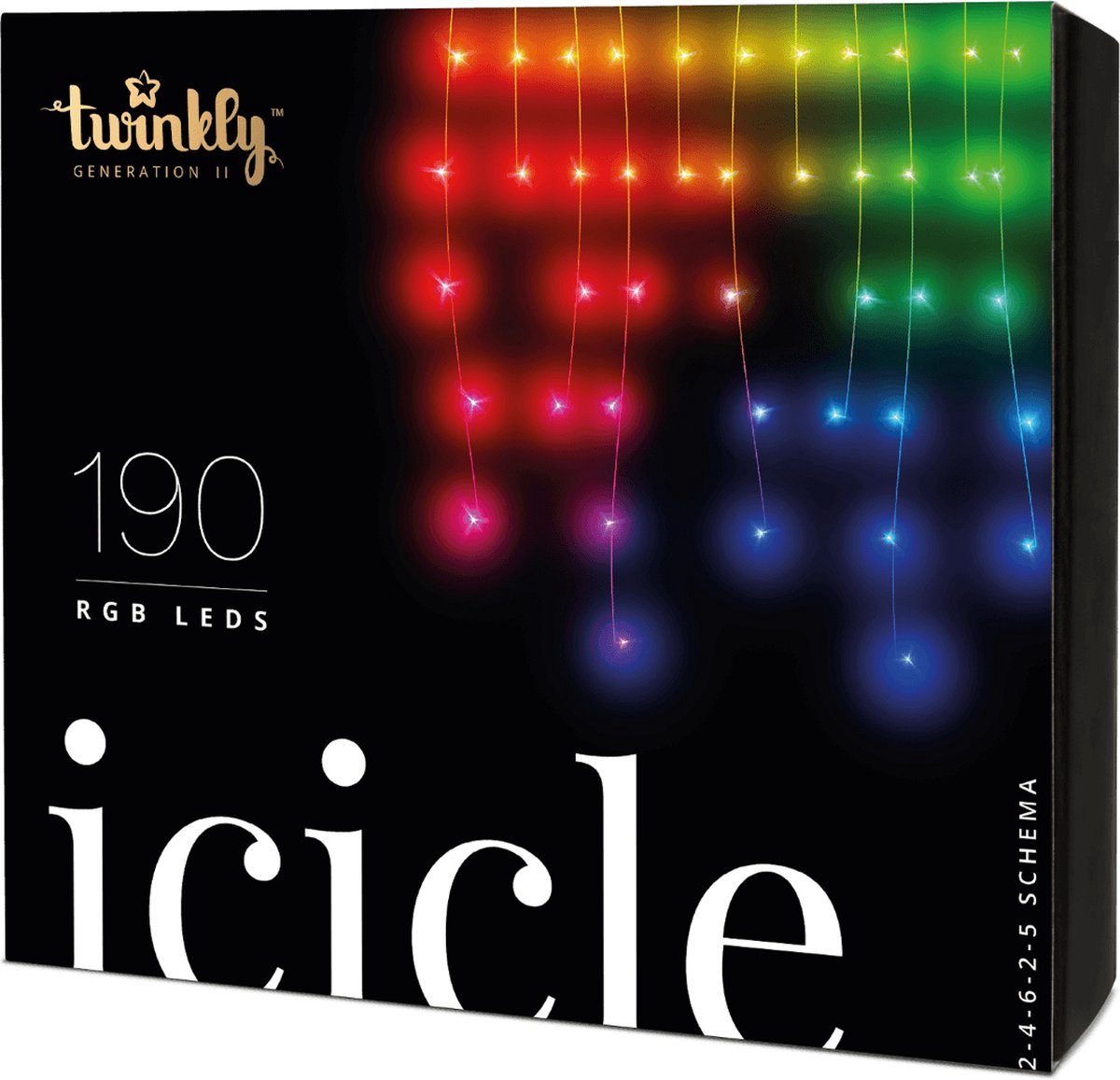 Twinkly Icicles - Kerstboomverlichting - 190 LED RGB 5x0,7m