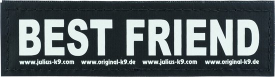 Foto: Julius k9 klittenband tekstklabel best friends zwart hondenharnas 16x5 cm