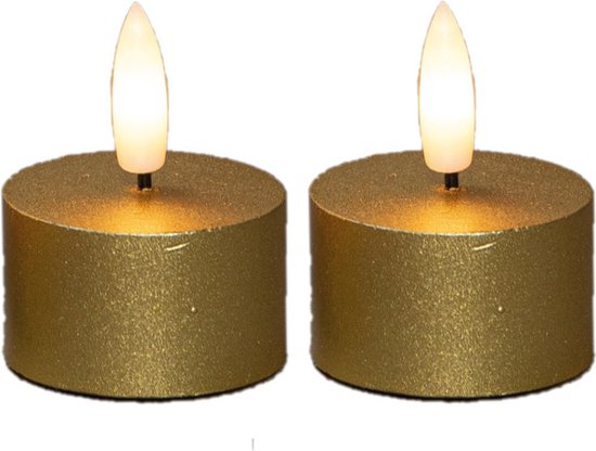 Anna's Collection LED theelichtjes/waxinelichtjes - 2x st - goud - D4 x H5 cm