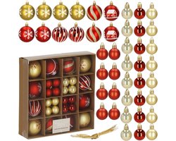 Springos Kerstballen | 42 Stuks | 3/4/5/6 cm | Rood/Goud