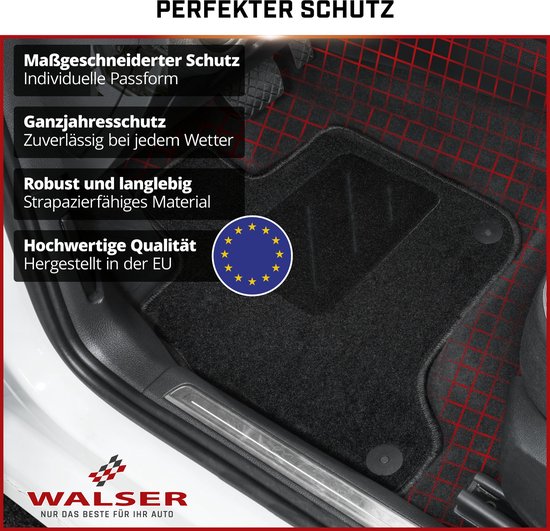 Tapis de sol en Velours aiguilleté Walser adaptés à Peugeot Partner/ Partner Tepee 04/2008-2018, 2 places