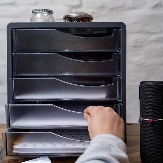 Rotho Spacebox Schubladenbox/Bürobox mit 5 Schüben, Kunststoff